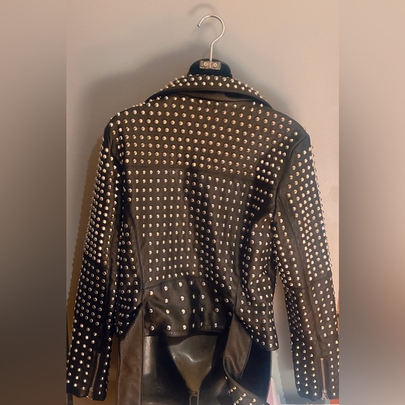 Shop Akira Silver Studded Leather Jacket - Picture 3 of 3